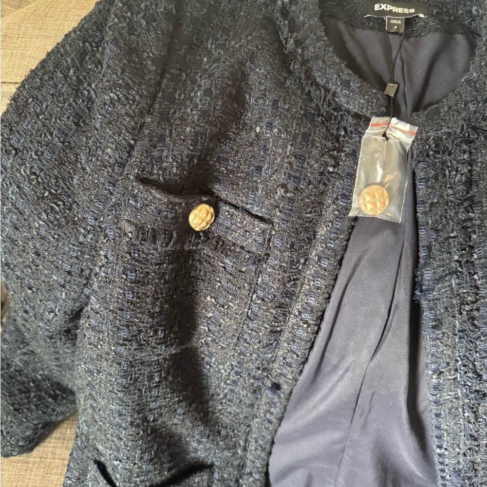 Express Navy Tweed Blazer - Picture 2 of 5